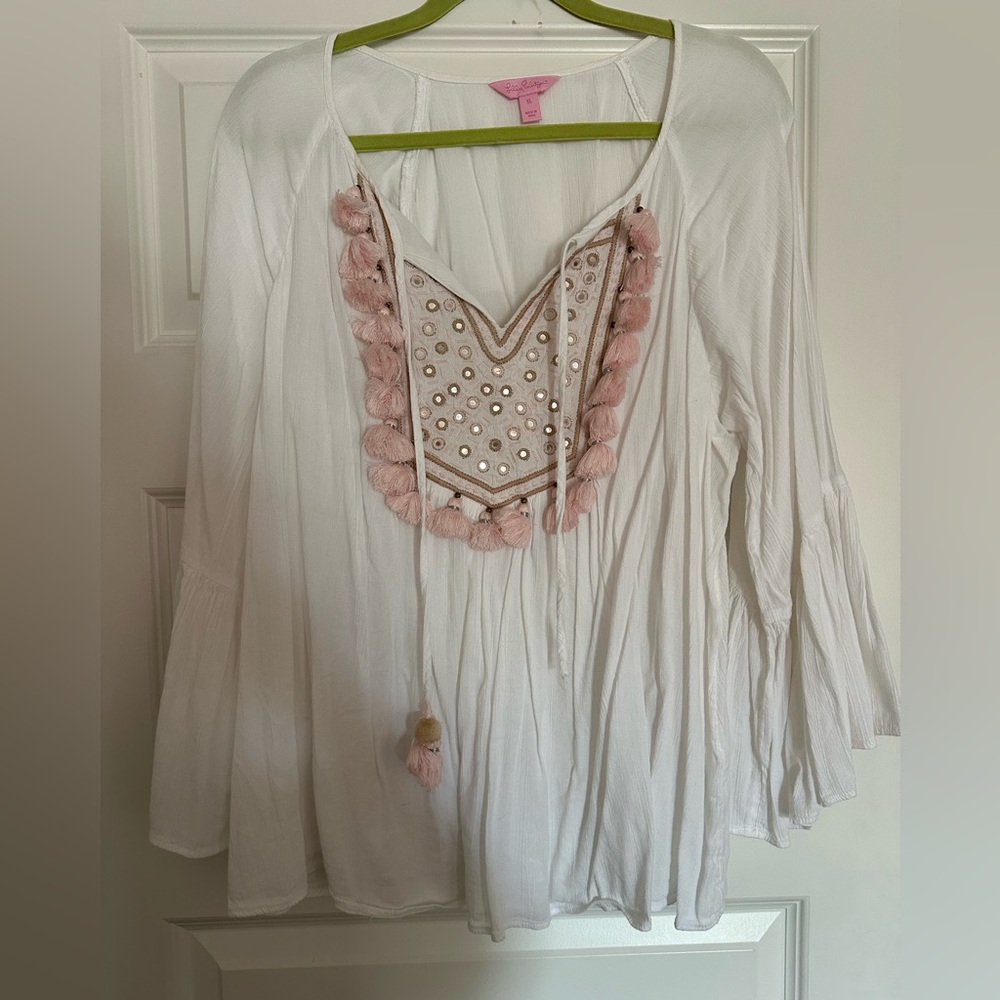 Lilly Pulitzer XL tunic top with Pom poms